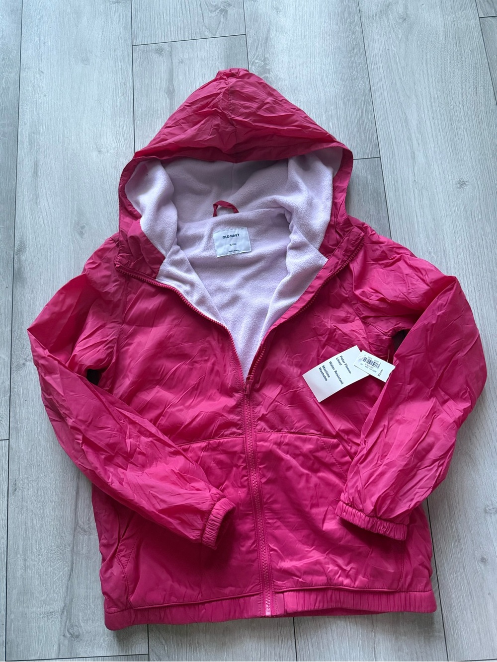 Old Navy Hot Pink Hooded Kids Rain Jacket